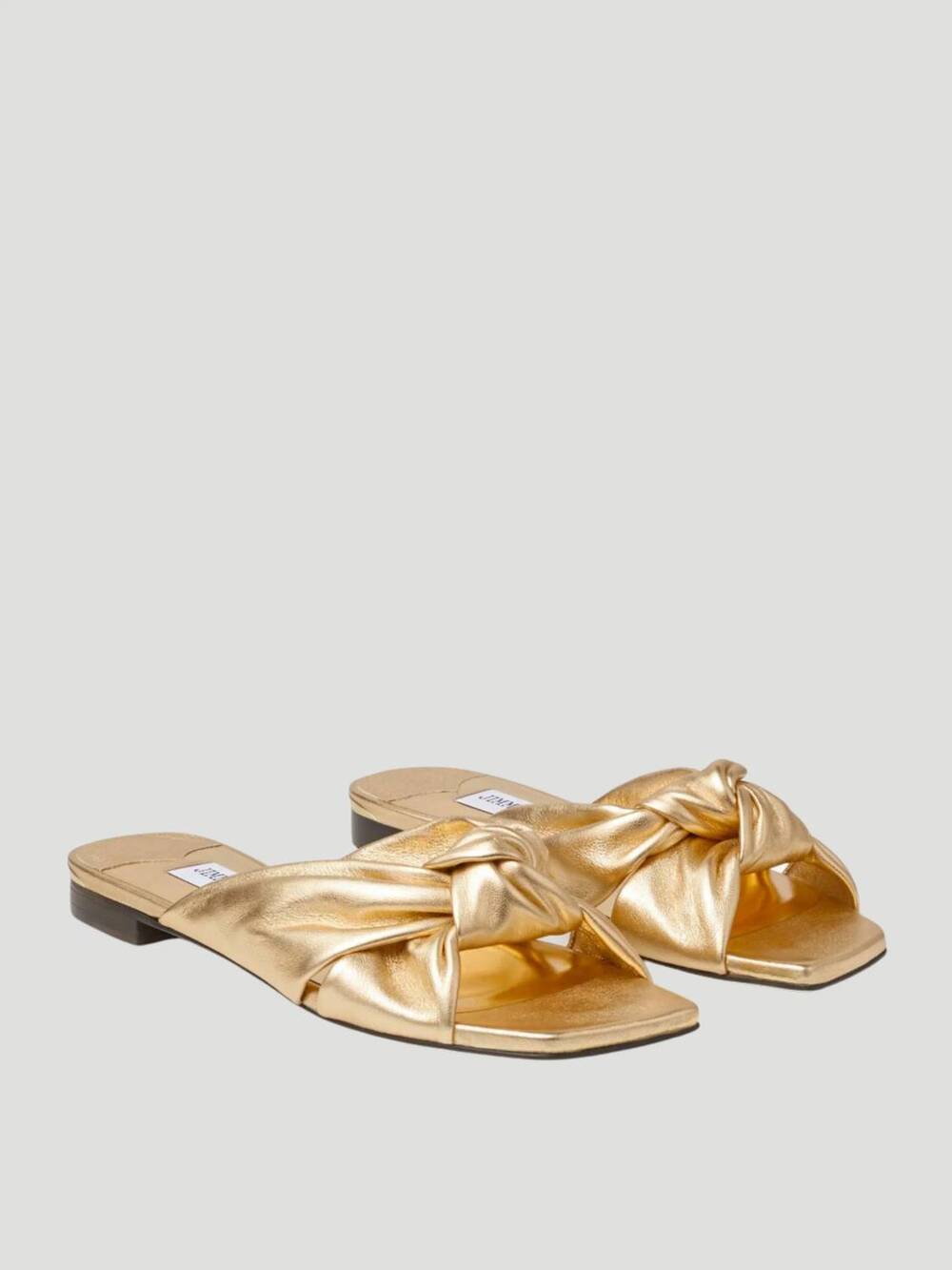 NEW JIMMY CHOO women's leather avenue knot flat in gold